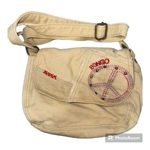 Girl's Small Bongo‎ Purse Tan with Red Peace Sign
#2000s y2k